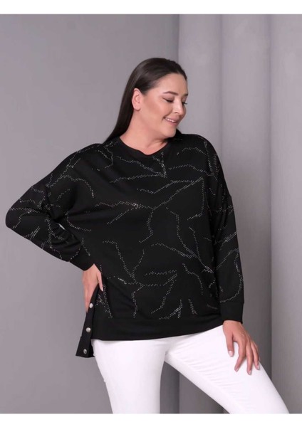 Kadın Kristal Kumaş Sweatshirt Taş Detaylı fiyatları