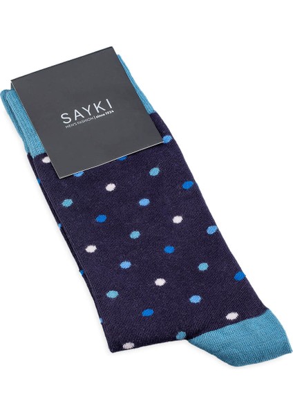 Lacivert Puantiyeli Pamuk Çorap