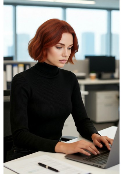 Kadın Basic Balıkçı Yaka Fitted Triko Kazak Akrilik Kumaşıyla Kış Kombinlerinin Vazgeçilmezi