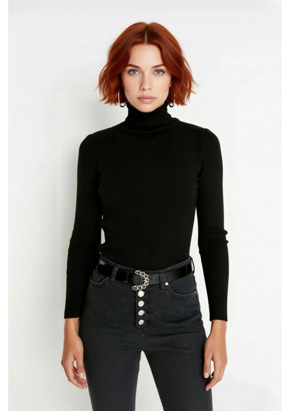 Kadın Basic Balıkçı Yaka Fitted Triko Kazak Akrilik Kumaşıyla Kış Kombinlerinin Vazgeçilmezi fiyatları