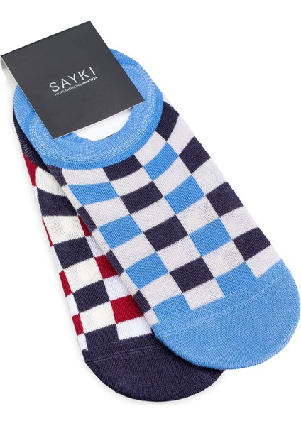 Mavi - Lacivert 1 2'li Kareli Babet Çorap