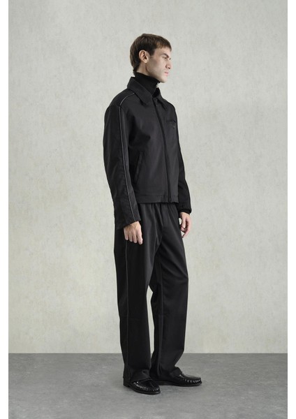 Deri Biyeli Siyah Klasik Ceket fiyatları