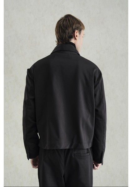 Deri Biyeli Siyah Klasik Ceket indirimleri