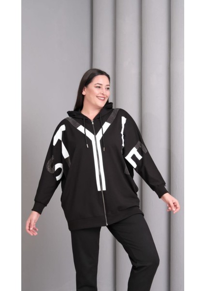 Kadın Iki Iplik Sweatshirt Önü Fermuarlı