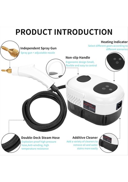 El Buharlı Temizleyici Buharlı Püskürtme Temizleyici 2500W Ev, Mutfak, Banyo Için Yüksek Sıcaklık Vapur Ab Tak B (Yurt Dışından) fırsatları