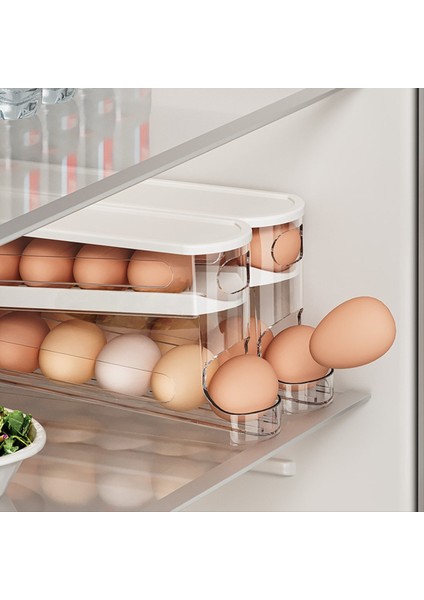 Buzdolabı Için 2 Adet Yumurta Tutucu, Buzdolabı Için Otomatik Yuvarlanan Yumurta Dağıtıcı, Buzdolabı Saklama Kutusu Için Yumurta Kabı (Yurt Dışından) fırsatları