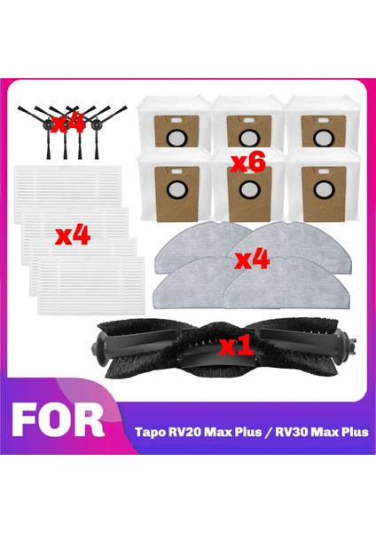Tp-Link Tapo RV30 Max Plus / RV20 Max Plus / RV30 Max / RV20 Max Ana Yan Fırça Hepa Filtre Paspas Torbası Parçaları (Yurt Dışından)