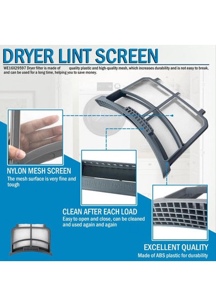 Ge Çamaşır Kurutma Makinesine Uygun Kurutma Makinesi Lint Filtresi Tuzak Ekranı, Kurutma Makinesi Lint Süzgeci WE16X32537 WE16X29597 AP7205579'UN Yerini Alır (Yurt Dışından) fırsatları