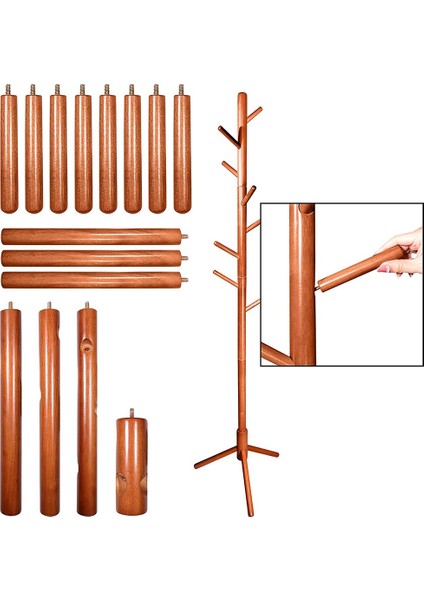 Santkuee Kancalı Ahşap Portmanto, Mont, Giysi, Şapka Için Serbest Ayaklı Portmanto Askı Standı, Yatak Odasında, Kahverengi (Yurt Dışından) indirimleri