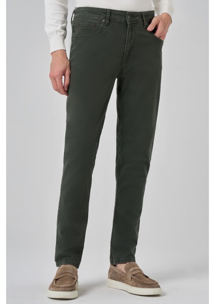 Erkek Haki Denim 5 Cep Slim Fit Jean Kot Pantolon modelleri
