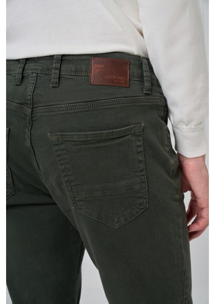 Erkek Haki Denim 5 Cep Slim Fit Jean Kot Pantolon indirimleri