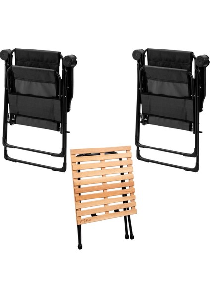 2 Adet Katlanır Kamp Sandalyesi ve Masa Seti - Rest - Siyah - 130 kg Taşıma fiyatları