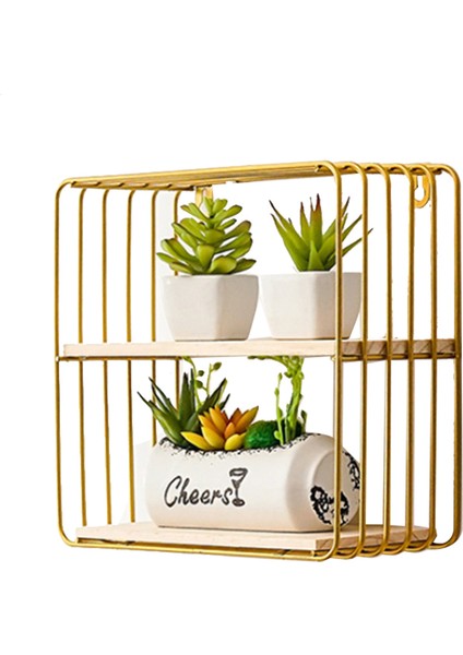 Santkuee En Iyi Ahşap Depolama Rafları Asılı Dekorlar Saklama Kutusu Saksı Ev Depolama Rafı Duvar Ekran Zanaat Rafları (Altın) (Yurt Dışından)