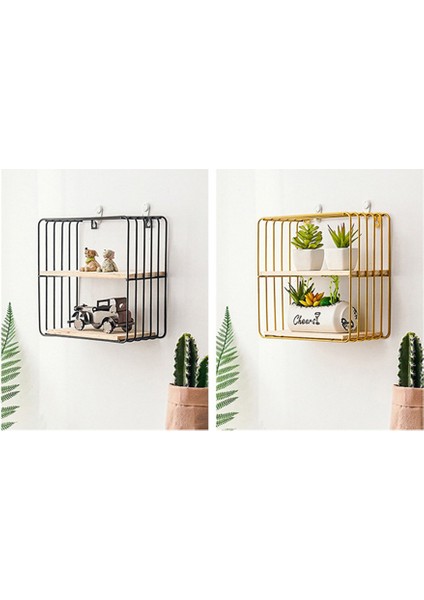 Santkuee En Iyi Ahşap Depolama Rafları Asılı Dekorlar Saklama Kutusu Saksı Ev Depolama Rafı Duvar Ekran Zanaat Rafları (Altın) (Yurt Dışından) fırsatları