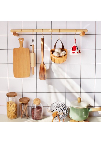 Santkuee Mutfak Asılı Çubuk Kanca Raf Delikli Kayın Ahşap Duvar Asılı Raf Spatula Bez Kaşık Depolama Rafı (Yurt Dışından) modelleri
