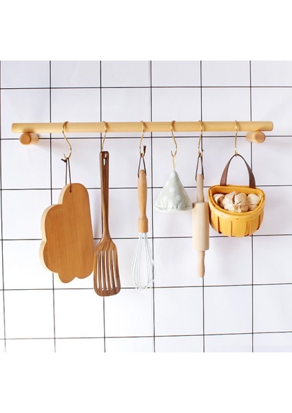 Santkuee Mutfak Asılı Çubuk Kanca Raf Delikli Kayın Ahşap Duvar Asılı Raf Spatula Bez Kaşık Depolama Rafı (Yurt Dışından) fırsatları