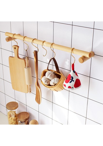 Santkuee Mutfak Asılı Çubuk Kanca Raf Delikli Kayın Ahşap Duvar Asılı Raf Spatula Bez Kaşık Depolama Rafı (Yurt Dışından) indirimleri