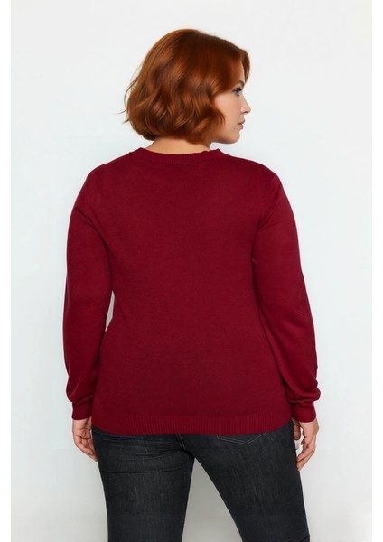 Kadın Düz Desen V Yaka Cut Out Detaylı Triko Kazak Regular Kalıp Uzun Kollu Basic Stilli Kaliteli modelleri