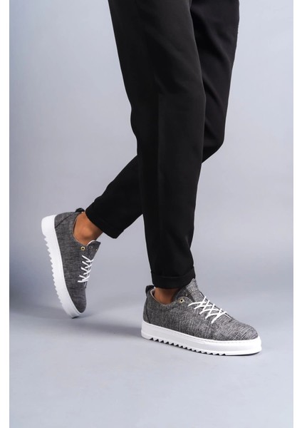 SLW152 Cool Bağcıklı Keten Erkek Günlük Spor Klasik Ayakkabı Kbt - Gri
