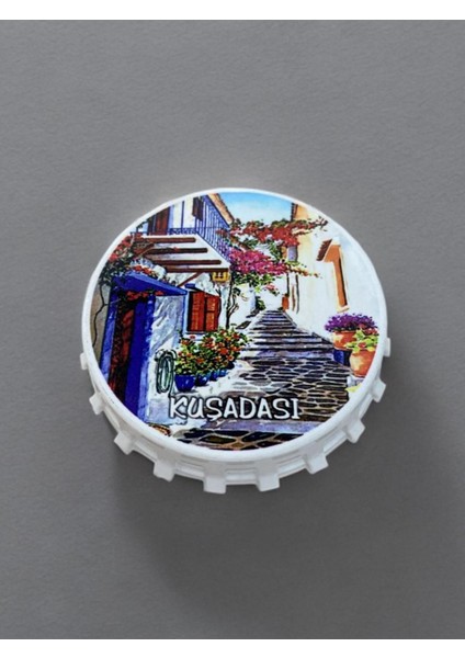 Kuşadası Temalı Kapak Şeklinde Açacak Magnet Şişe Açacağı Bordo