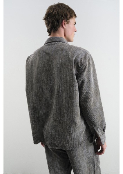 Oversıze Efektli Kadife Antrasit Gömlek fiyatları