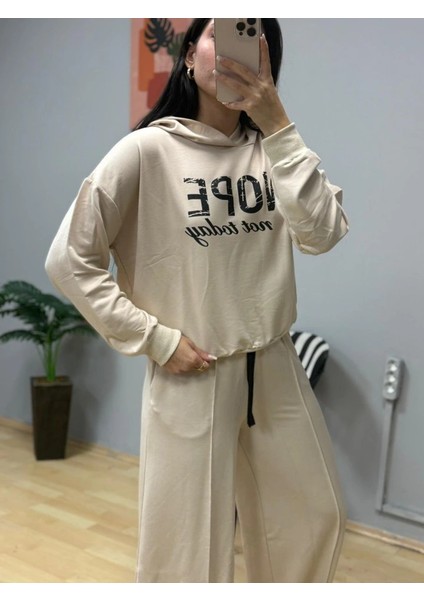 Kadın Uzun Kollu Nope Baskılı Beli Ribanalı Ikili Takım fiyatları