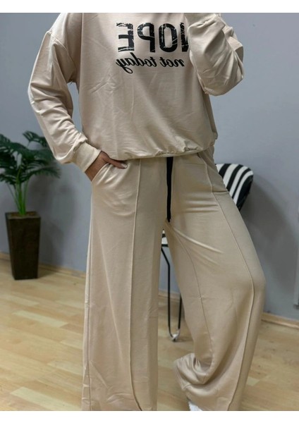 Kadın Uzun Kollu Nope Baskılı Beli Ribanalı Ikili Takım fırsatları