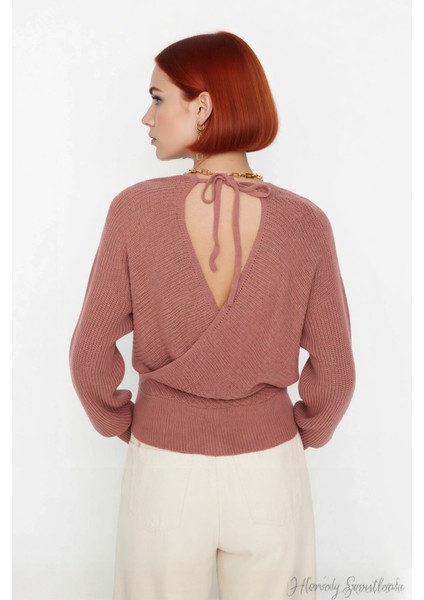 Kadın Casual V Yaka Kruvaze Triko Kazak Regular Kalıp Tek Plaka Dokuma Rahat Kışlık Seçim Kaliteli modelleri