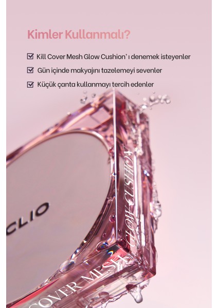 Yoğun Nem ve Işıltı Veren Cushion CLIO Kill Cover Mesh Glow Cushion Mini (3 Linen) SPF50+ PA++++