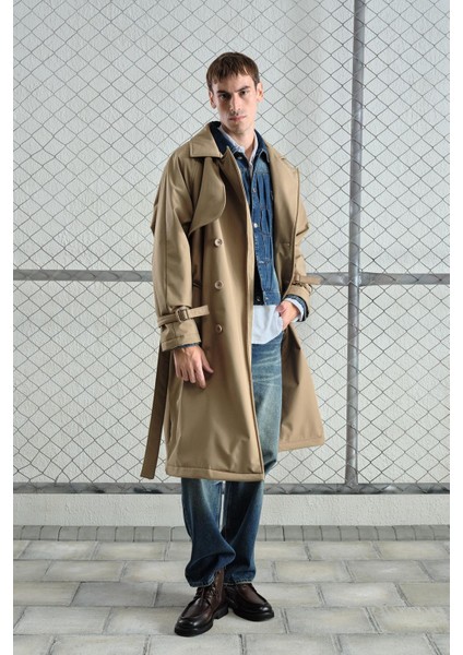 Kemerli Kruvaze Yaka Içi Polarlı Bej Trençkot fiyatları