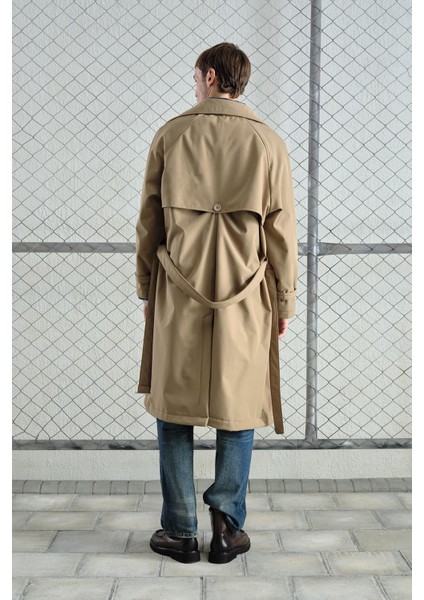 Kemerli Kruvaze Yaka Içi Polarlı Bej Trençkot indirimleri