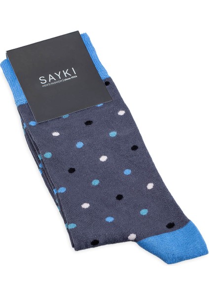 Mavi Puantiyeli Pamuk Çorap