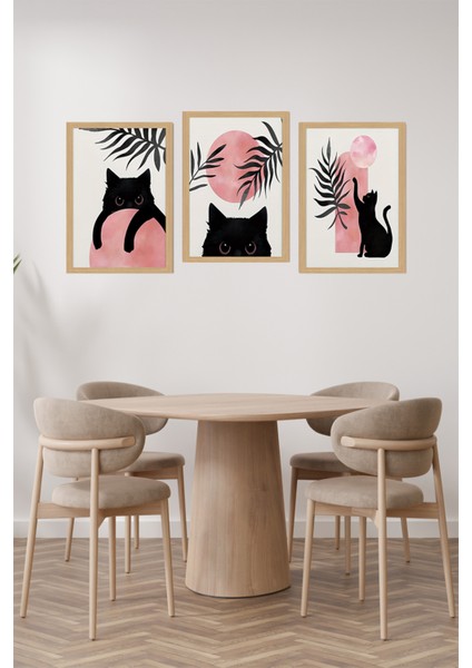 🐾 Siyah Kedi Temalı 3’lü Çerçevesiz Tablo Seti – 13X17 | 21X30 | 30X40 cm – Uv Baskılı 🖼️ CRVS1035 13 x 17 fiyatları