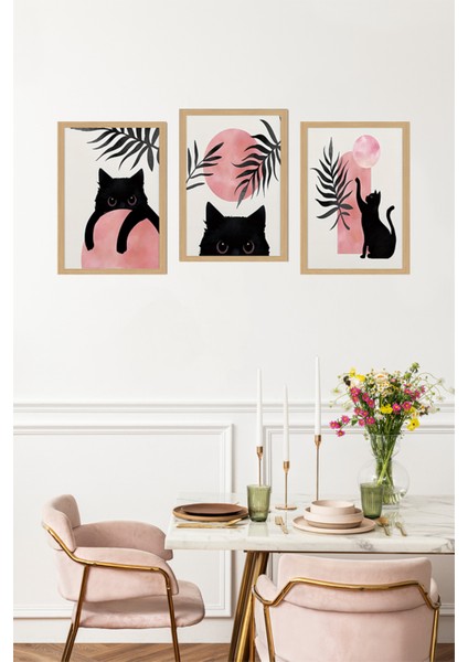 🐾 Siyah Kedi Temalı 3’lü Çerçevesiz Tablo Seti – 13X17 | 21X30 | 30X40 cm – Uv Baskılı 🖼️ CRVS1035 13 x 17 fırsatları