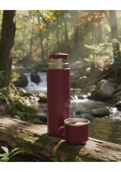 500 ml Bardaklı Paslanmaz Çelik Termos Çift Kat Isı Yalıtımlı Sıcak ve Soğuk Içecek Saklama