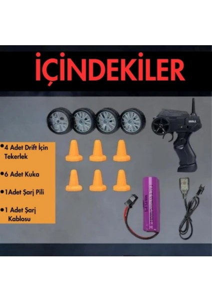 Uzaktan Kumandalı Şarjlı Drift Araba 1:24 - Beyaz-Yeşil indirimleri