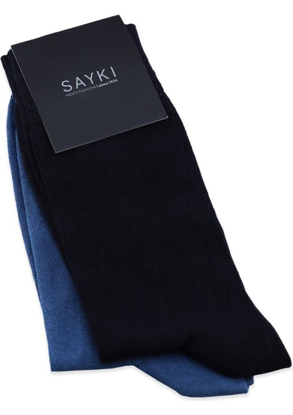 Lacivert Ikili Bambu Soket Çorap