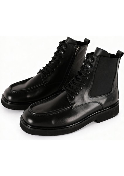 Efektli Bağcıklı Deri Siyah Bot fiyatları