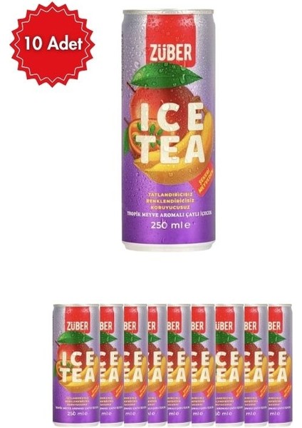 Tropik Meyve Aromalı Ice Tea 250 ml x 10 Adet | Serinletici Soğuk Çay | Doğal Meyve Aromalı Içecek