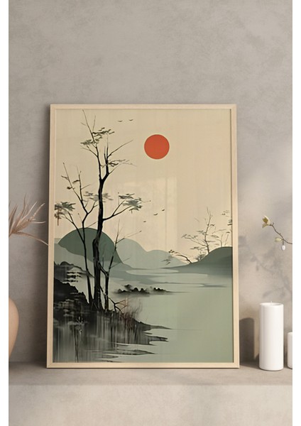 🌄 3'lü Çerçeveli Uzak Doğu Esintili Manzara Tablo Seti –uv Baskılı,mdf Yüzeyli 🏞️ CRV1033 23 x 32 modelleri