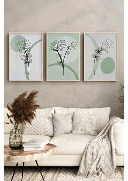 3’lü Çerçeveli Yeşil Tonlarda Minimal Çizgisel Bitki Tablo Seti –uv Baskılı, Mdf Zeminli 🖼️ CRV1031 23 x 32 fırsatları