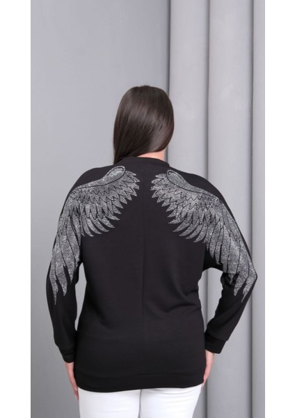 Kadın Modal Kumaş Sweatshirt Arkası Taş Detaylı