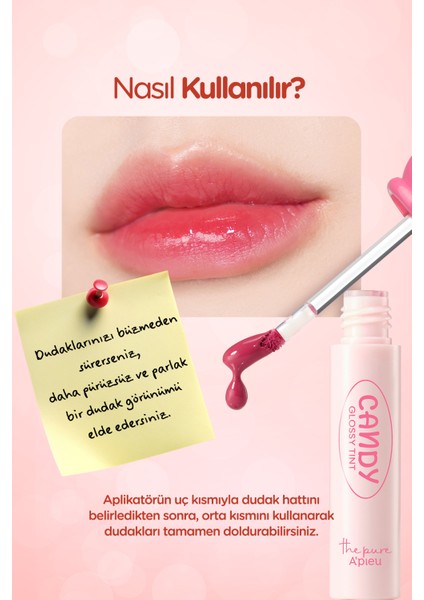 Uzun Süre Kalıcı, Parlak Bitişli, Su Bazlı Tint A'PIEU The Pure Candy Tint (No.03 Persimmon)