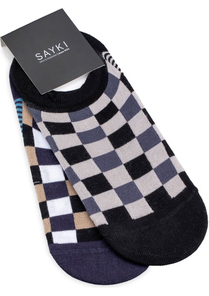 Siyah 2'li Kareli Babet Çorap