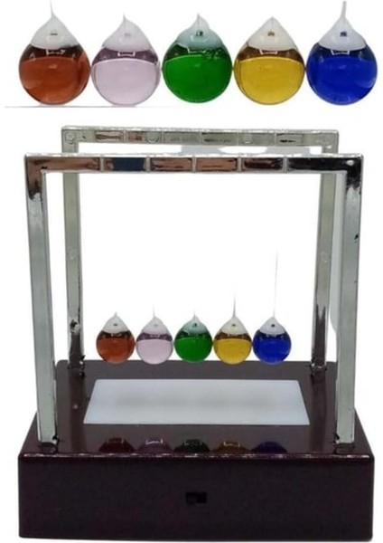 LED Işıklı Newton Beşiği – Renkli Şeffaf Denge Topları, Pilli Masaüstü Dekoratif Aksesuar fiyatları