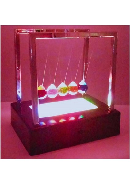 LED Işıklı Newton Beşiği – Renkli Şeffaf Denge Topları, Pilli Masaüstü Dekoratif Aksesuar modelleri