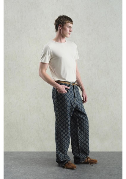 Jakar Desenli Lacivert Jean fiyatları