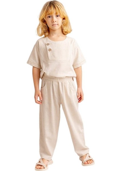 Unisex Klasik Keten Pantolon – Naturel | Doğal Kumaş ve Şık Kesim