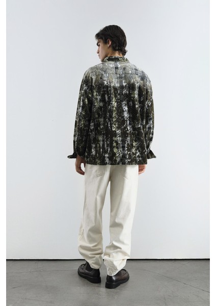 Dokulu Ekose Haki Gömlek modelleri