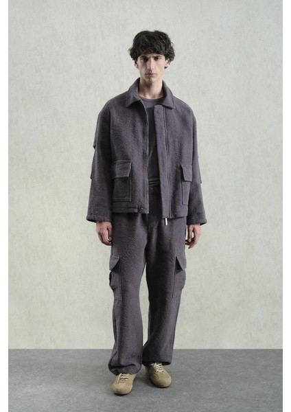 Jakar Desenli Gri Ceket